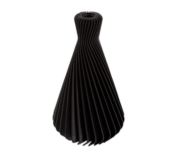Conische ribbelvaas in de kleur zwart - 3d printing Dutch Design