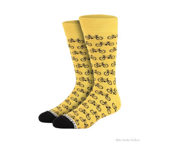 Fiets sokken geel met zwarte fietsen maat 41- 46 van Heroes on Socks