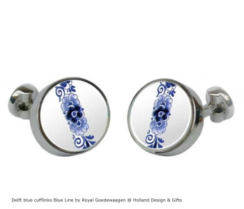 Dutch Designer cufflinks with mill in porcelain by Royal Delft