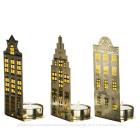 Tea Light Holders Canal Houses gold light - Set of 3 by Pols Potten