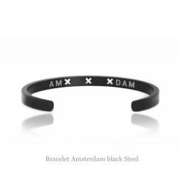 Amsterdam armband in zwart staal online bestellen? Voor 21:00 u besteld, morgen in huis. Bezoek snel hollanddesignandgifts.com/de/ voor meer Dutch design sieraden.
