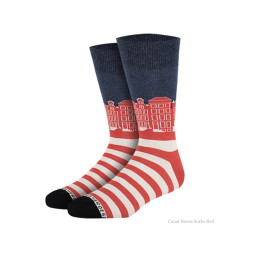 Grachtenpanden sokken rood van Heroes on Socks - maat 36-40 