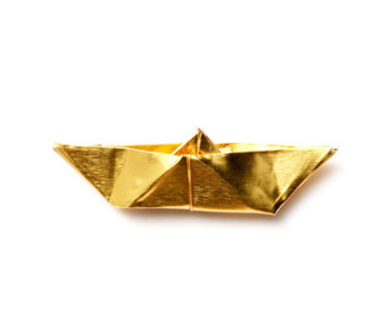 Broche origami boot goudkleurig - bijzonder cadeau voor haar