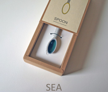 wOrk Spoon sieraad - hanger grijs met blauwgroen porselein sea