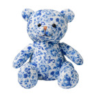 Delfts blauw Teddybeer met bloemmotief 20 cm hoog 